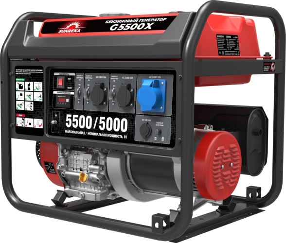 Генератор бензиновый  G5500X  (5,5кВт, 1ф, ручной запуск)